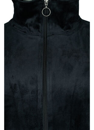 Velour morgonrock med blixtlås, Black, Packshot image number 2