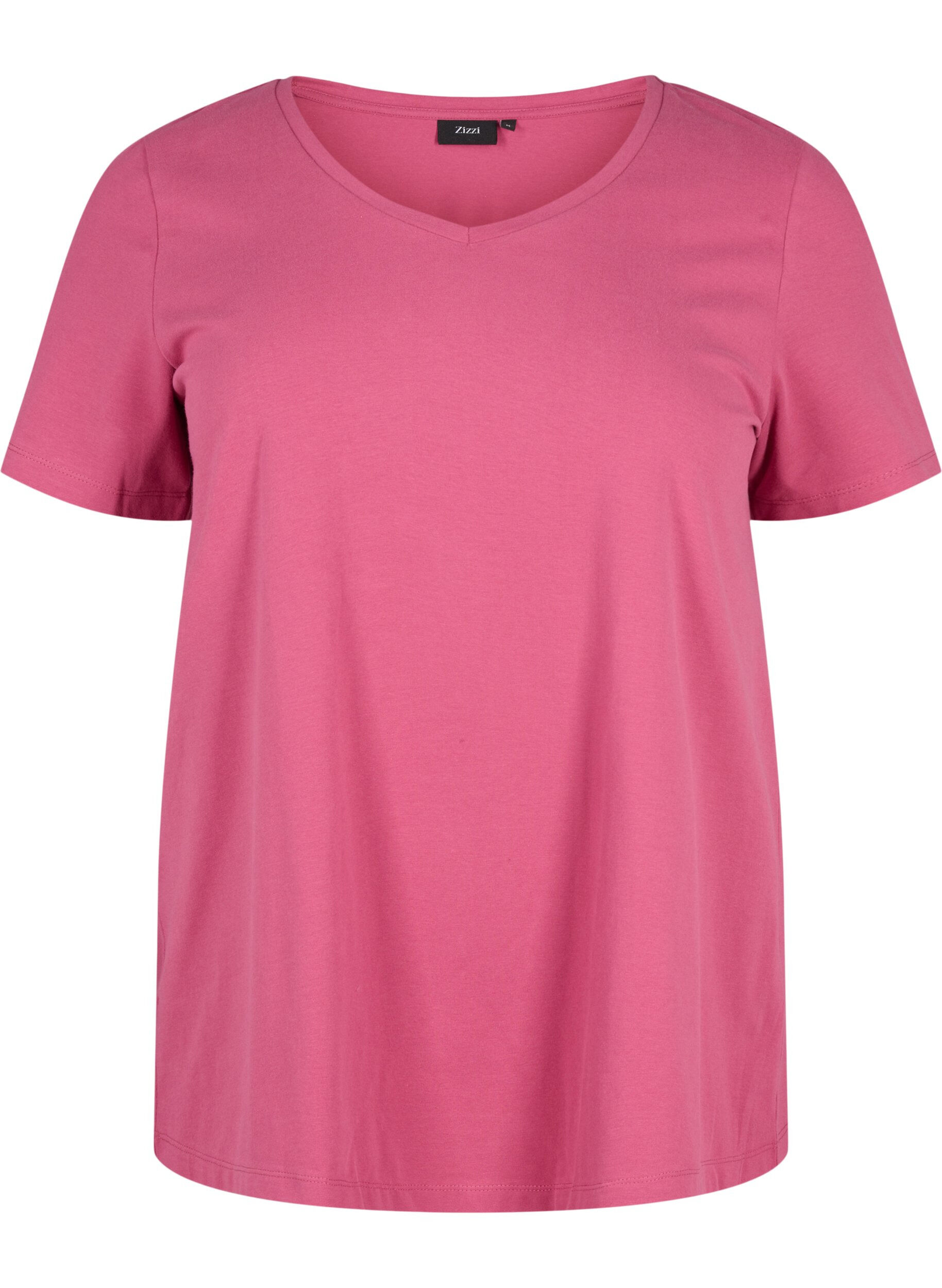 ZizziEnf&auml;rgad bas-t-shirt i bomull, R&ouml;d, Packshot image number 0