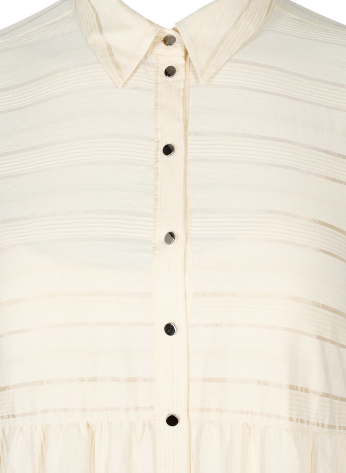 Mönstrad tunika med knappar och långa ärmar, Fog, Packshot image number 2