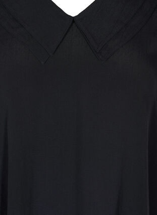 Viskostunika med v-ringning och krage, Black, Packshot image number 2