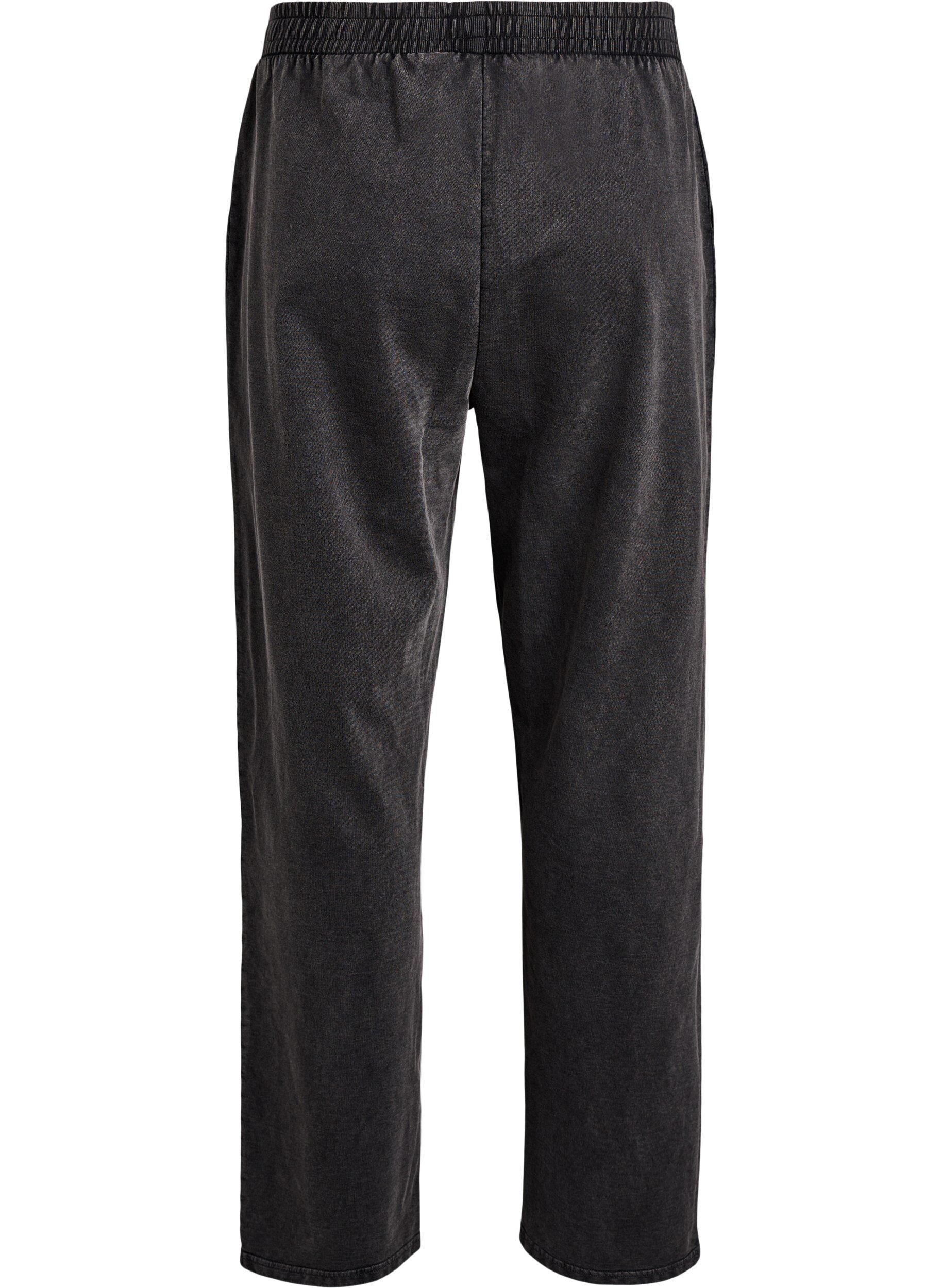 Zizzi Sweatpants med vida ben med tv&auml;ttad effekt, Gr&aring;, Packshot image number 1