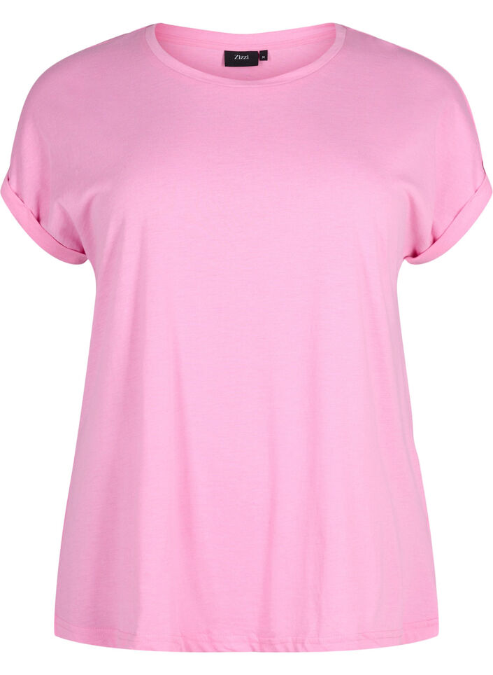 Kortärmad t-shirt i bomullsmix, Rosebloom, Packshot image number 0