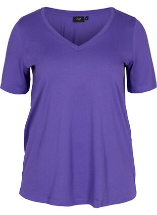 T-shirt i ekologisk bomull med v-ringning, Ultra Violet, Packshot image number 0