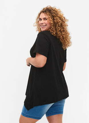 T-shirt i bomull med kort ärmar, Black SOLD, Model image number 1