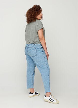 Croppade mom fit Mille jeans med lös passform, Snow Wash 2, Model image number 1