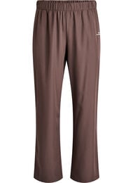 Sportiga byxor med hög midja och raka ben, Brun