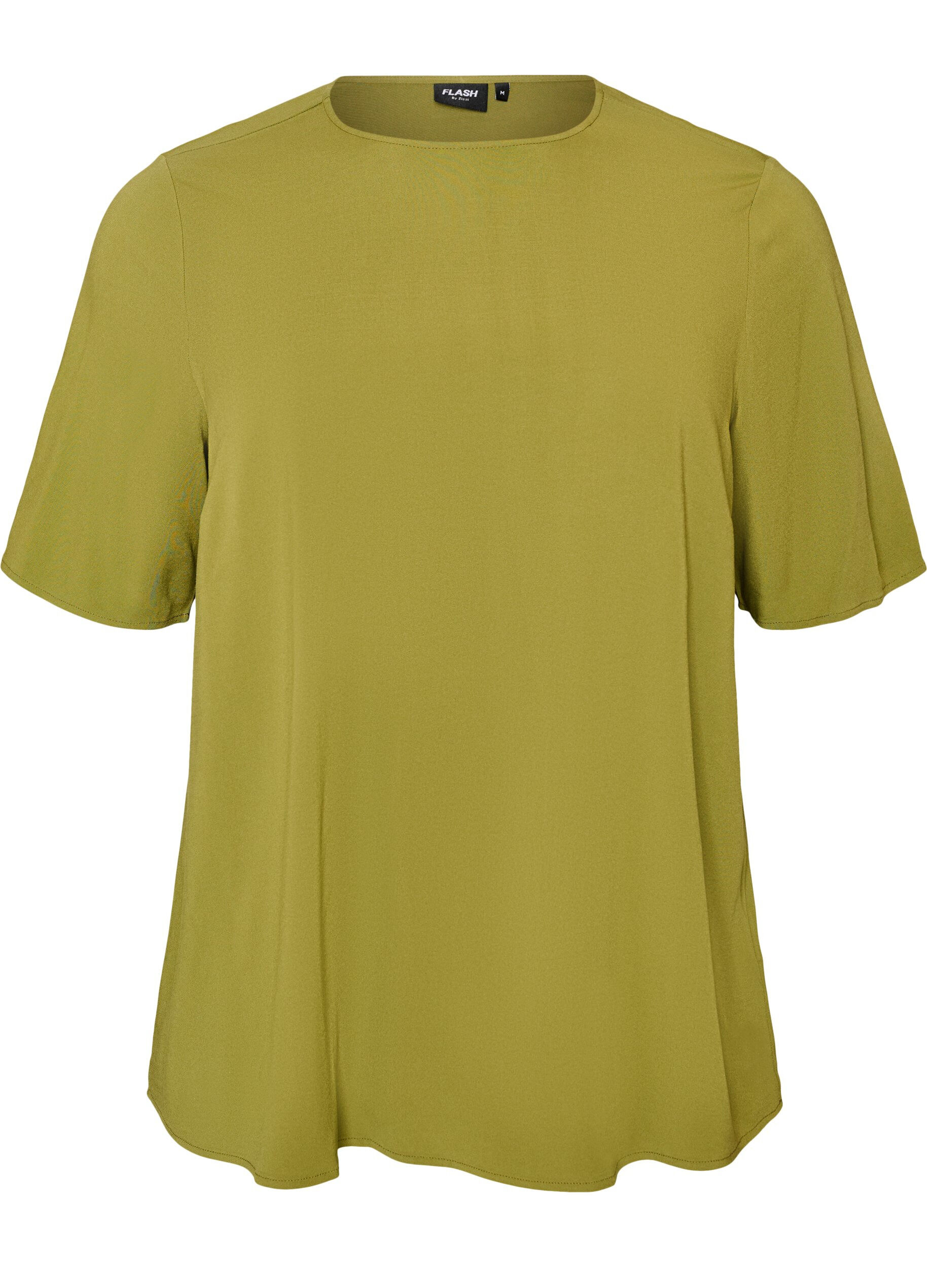 ZizziKort&auml;rmad v&auml;vd blus med rund hals, Gr&ouml;n, Packshot image number 0