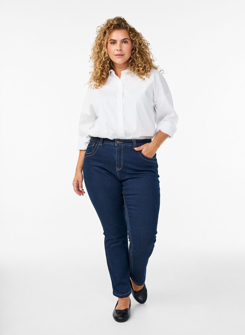Slim fit Vilma jeans med hög midja, Blå, Model image number 0
