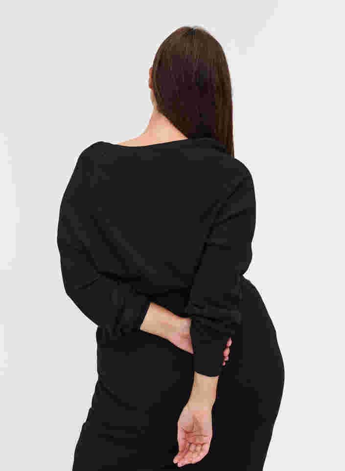 Stickad tröja med rund urringning, Black, Model image number 1