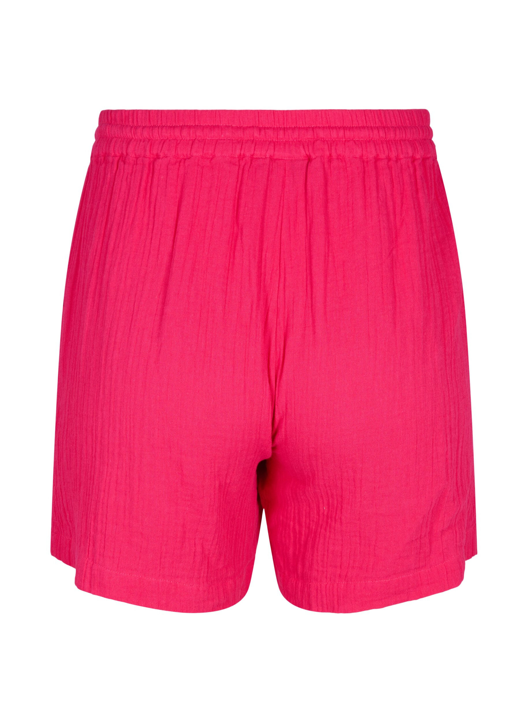 Zizzi Shorts i bomullsmuslin med fickor, Bright Rose, Packshot image number 1