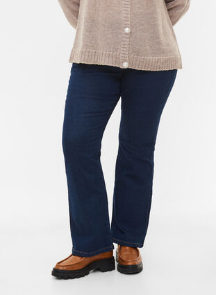 Ellen bootcut jeans med hög midja, Unwashed, Model image number 2