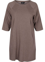 Kampanjvara – Sweatshirtklänning i bomull med fickor och 3/4-ärmar, Iron Melange
