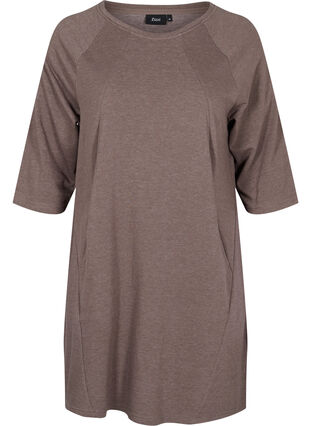 Kampanjvara – Sweatshirtklänning i bomull med fickor och 3/4-ärmar, Iron Melange, Packshot image number 0