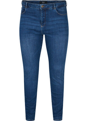 Amy jeans med hög midja och stretchteknologi, Blue denim, Packshot image number 0