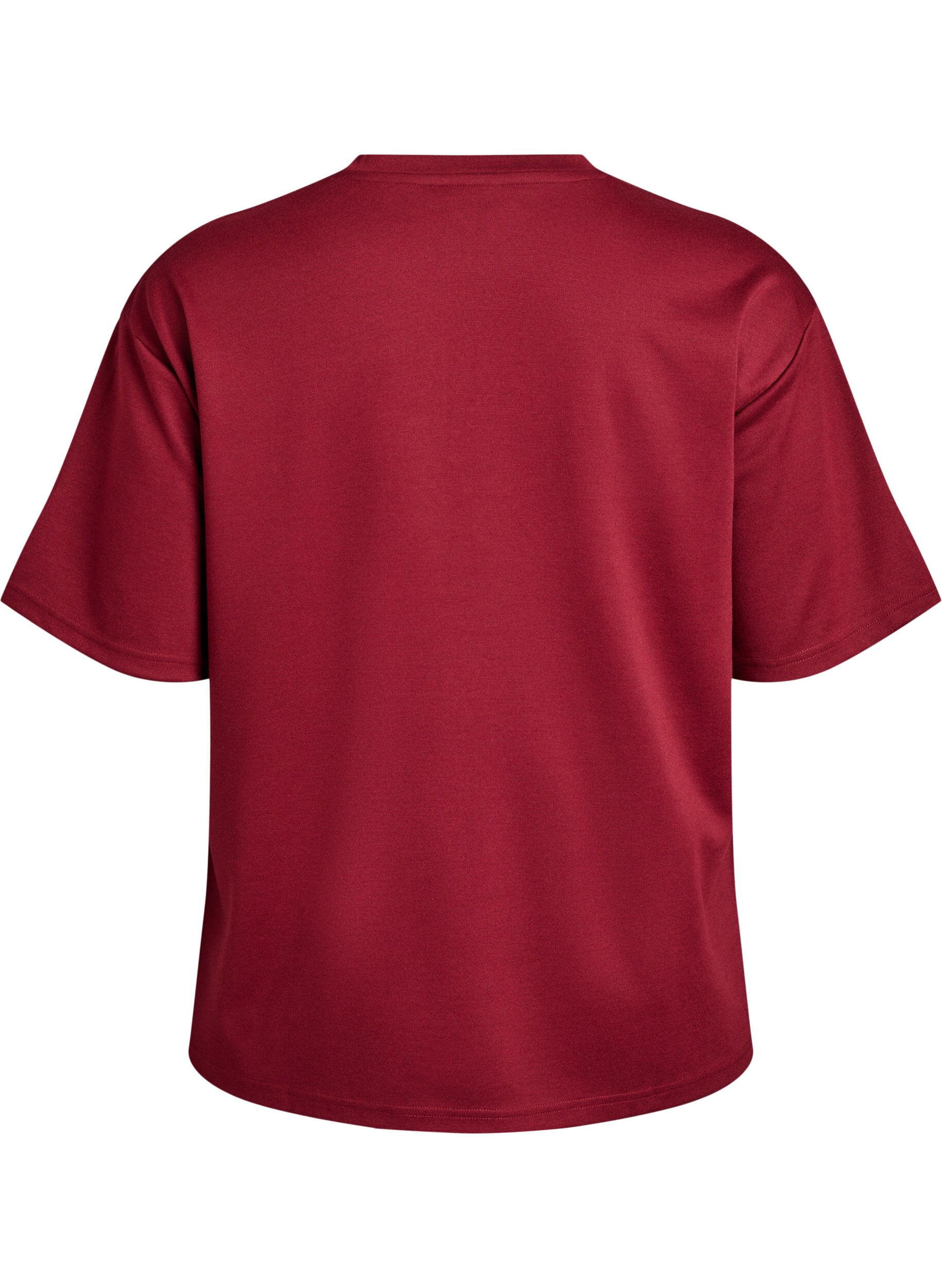 ZizziT-shirt med strass och rund hals, M&ouml;rk Bordeaux, Packshot image number 1