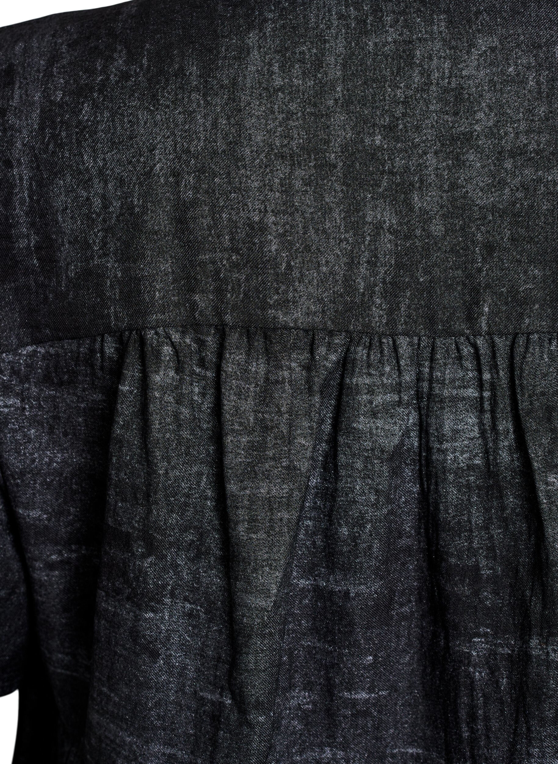 Zizzi L&ouml;s blus med krage och knappar, Svart, Packshot image number 3