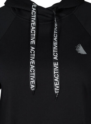 Sweatshirt med ficka och huva, Black, Packshot image number 2