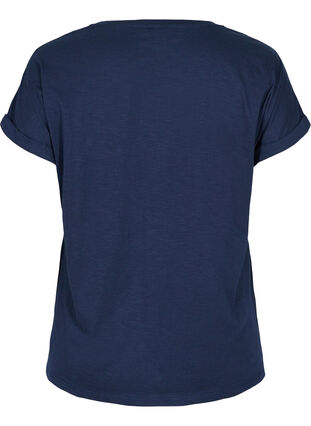 T-shirt i ekologisk bomull med tryck, Navy Blazer Silver, Packshot image number 1