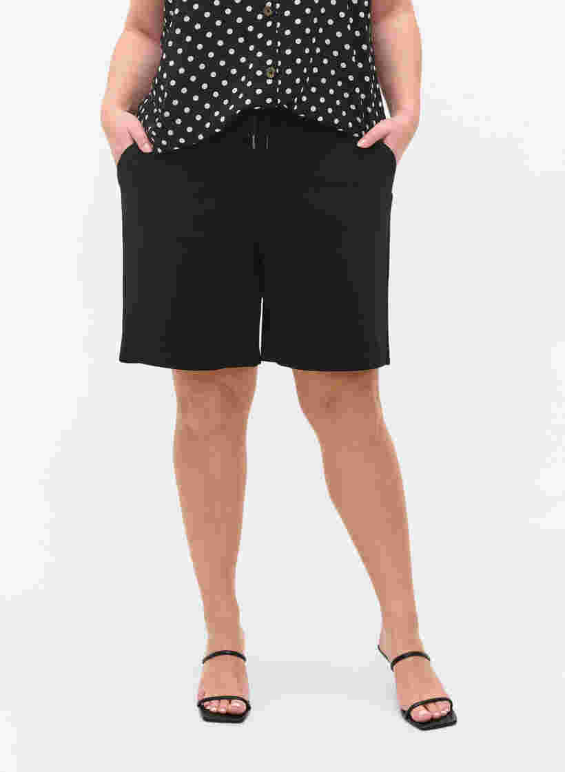 Lösa shorts med dragsko och fickor, Black, Model image number 1