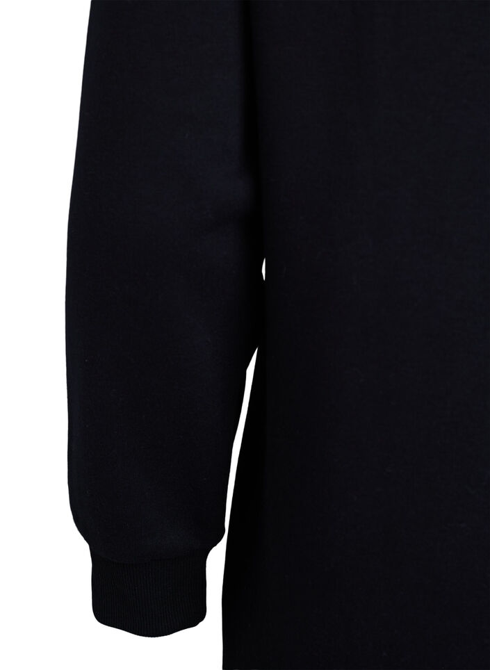 Kort sweatshirtklänning med hög hals, Svart, Packshot image number 3