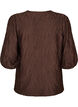 Blus med struktur och 3/4-&auml;rmar, Brun, Packshot image number 1