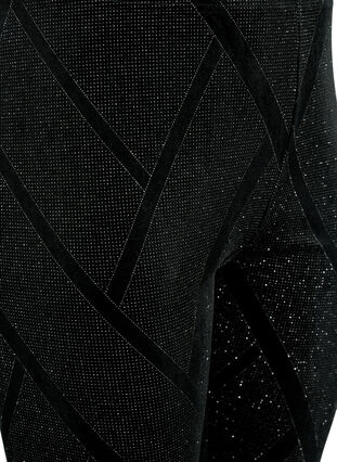 Leggings i velour med glitter och mönster, Black, Packshot image number 2