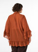 Blus med knytband och volangdetaljer, Brun, Model image number 2