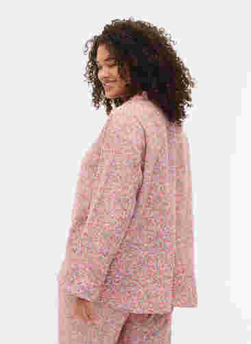 Pyjamasskjorta i bomull med blommönster, Powder Pink, Model image number 1