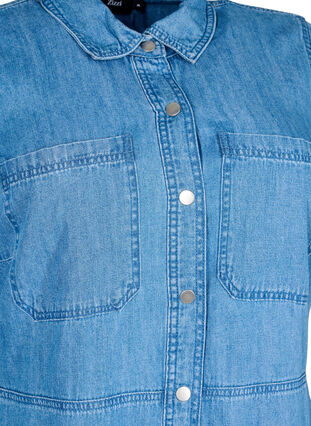 Skjortklänning i jeanstyg med korta ärmar, Light Blue Denim, Packshot image number 2