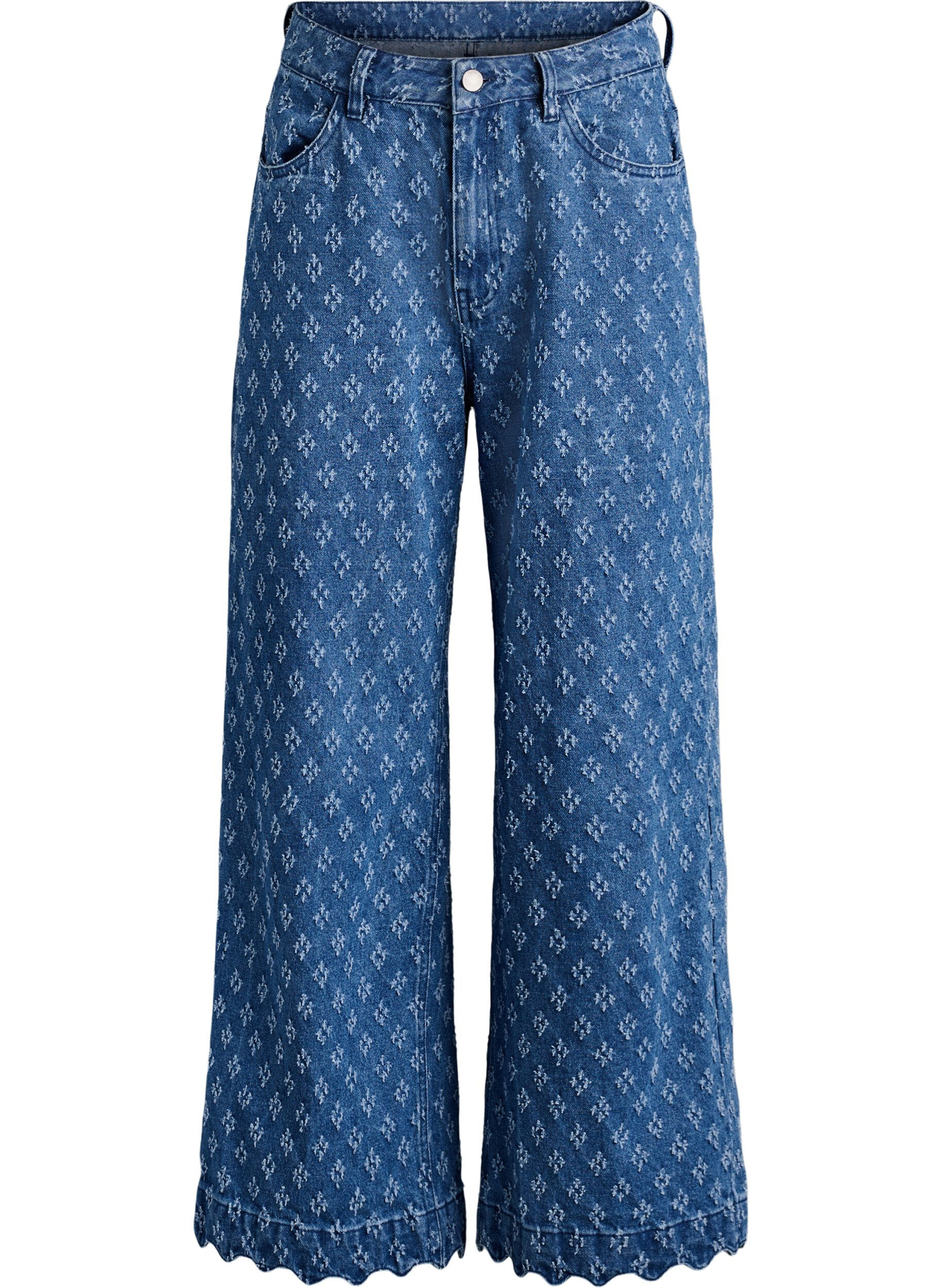 Myra jeans med bred passform och slitningar