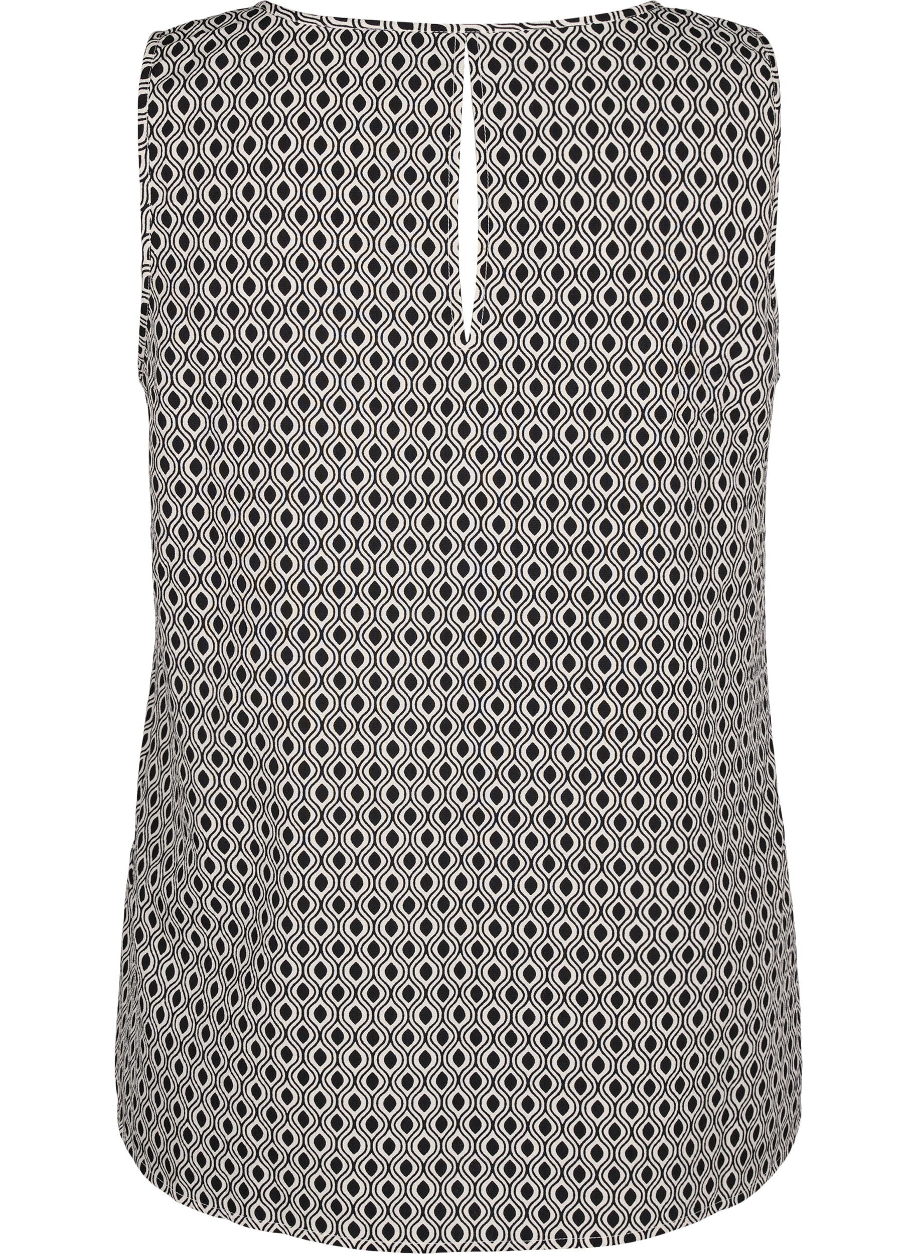 Zizzi FLASH - &Auml;rml&ouml;s topp med tryck, Svart, Packshot image number 1