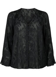 Långärmad skjorta med jacquard-look, Black