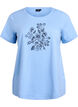T-shirt i ekologisk bomull med blommigt broderi, Della R. Blue w. EMB, Packshot image number 0