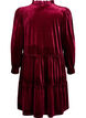 Kort kl&auml;nning i velour med volangkrage och l&aring;nga &auml;rmar, R&ouml;d, Packshot image number 1