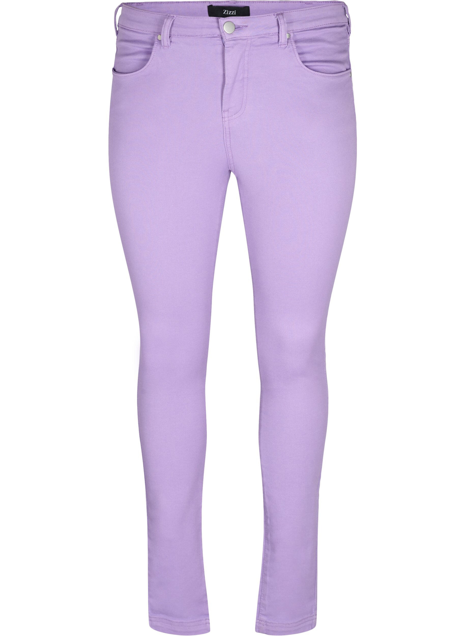 Zizzi H&ouml;gmidjade Amy jeans med super slim passform, Chalk Violet, Packshot image number 0