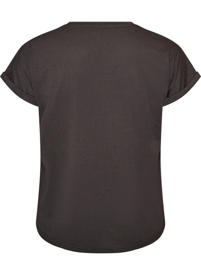 T-shirt med dekorativt tryck framtill, Gr&aring;, Packshot image number 1