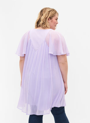 Klänning med lös passform och korta ärmar, Purple Heather, Model image number 1