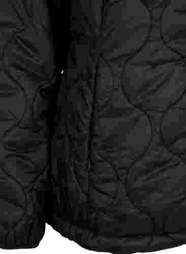 Quiltad jacka med dragkedja och fickor, Black, Packshot image number 3