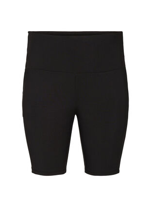Åtsittande shorts med hög midja och fickor, Black, Packshot image number 0