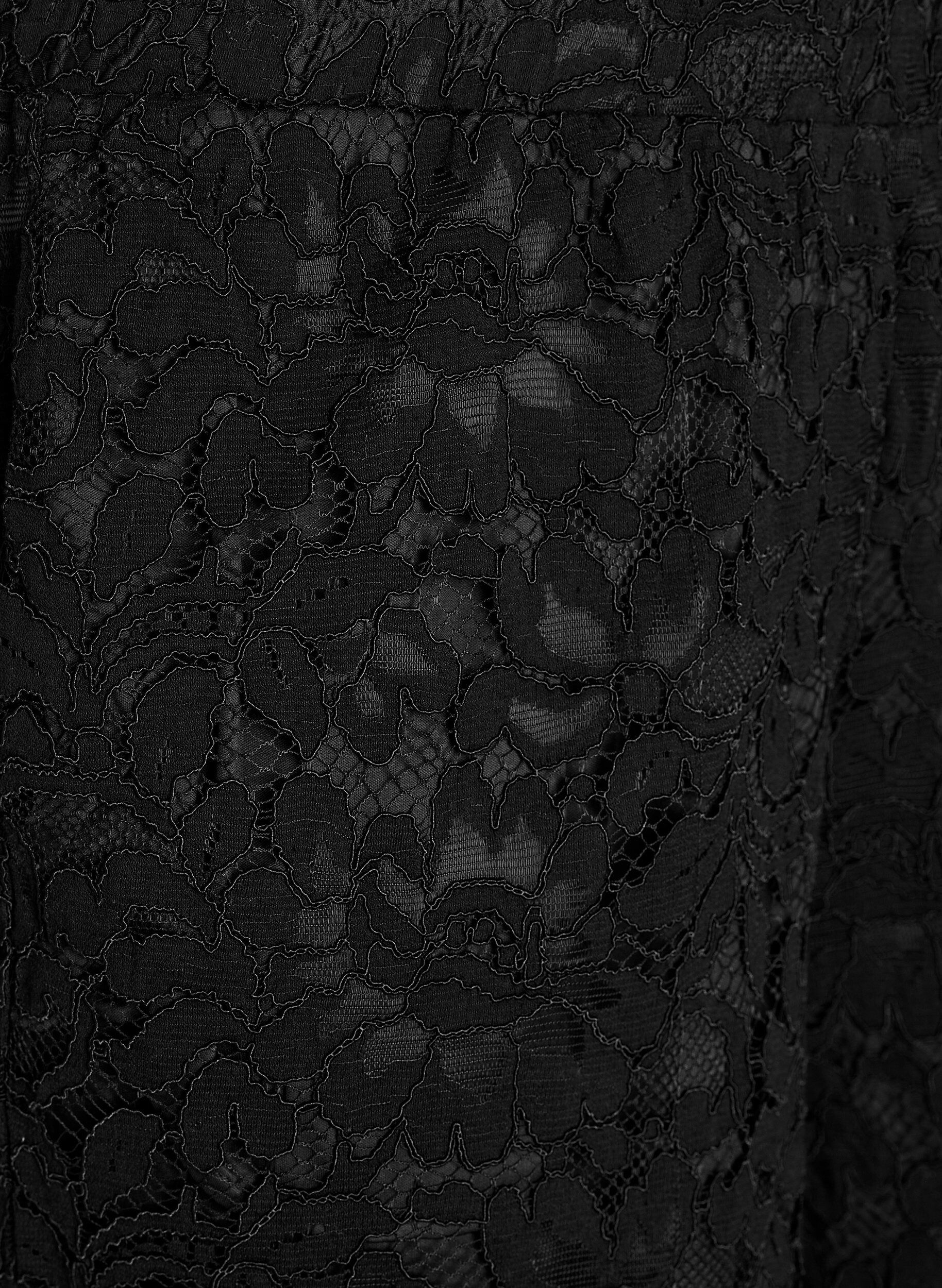 Zizzi Spetsshorts med h&ouml;g midja och fickor, Svart, Packshot image number 2