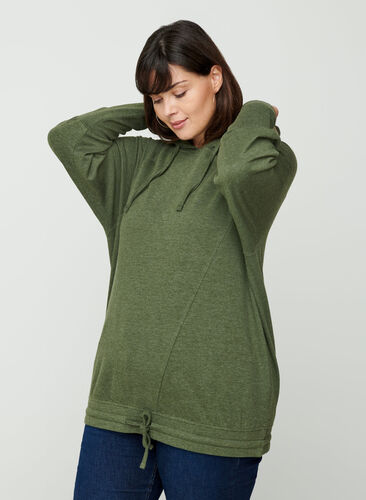 Sweatshirt med justerbar nederdel, Rifle Green Mel., Model image number 0
