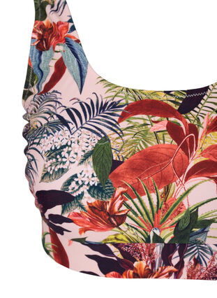 Mönstrad bikinitop med rund halsringning, Palm Print, Packshot image number 2