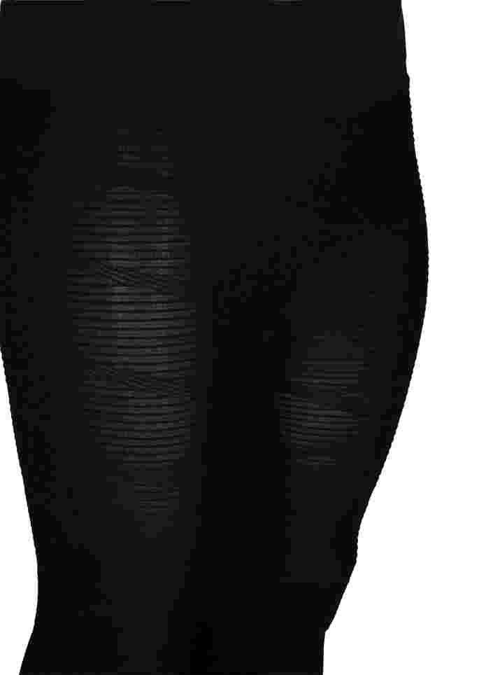 Sömlösa träningstights med strukturmönster, Black, Packshot image number 2