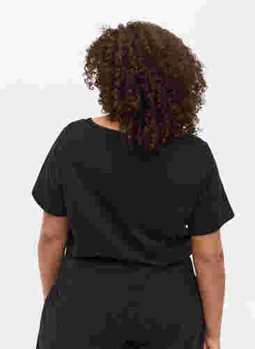 T-shirt i bomull med korta ärmar, Black, Model image number 1