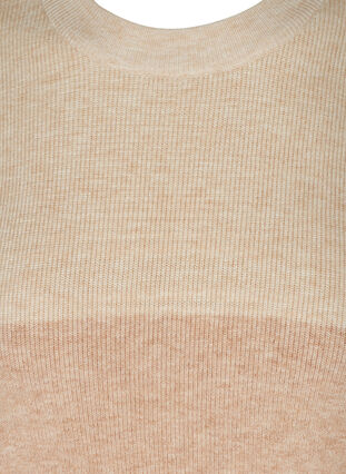 Randig stickad tröja med ballongärmar, Sandshell comb, Packshot image number 2
