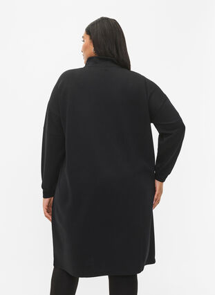 Sweatshirtklänning i modalmix med hög hals, Black, Model image number 1