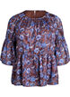 Blommig blus med volang&auml;rmar, Brun, Packshot image number 0