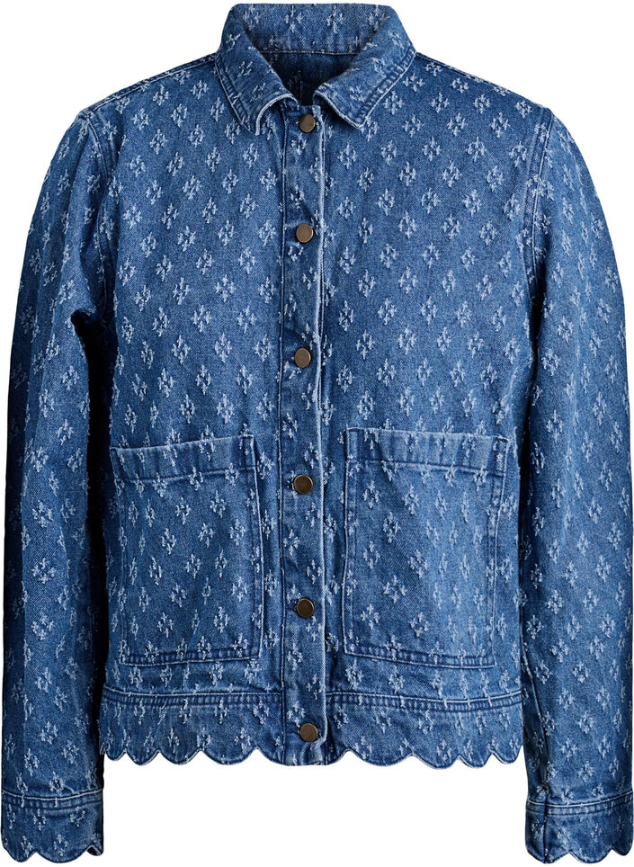 Jeansjacka med slitningar, Bl&aring;, Packshot image number 0