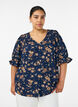 Skjortblus med halvl&aring;nga &auml;rmar, Bl&aring;, Model image number 0