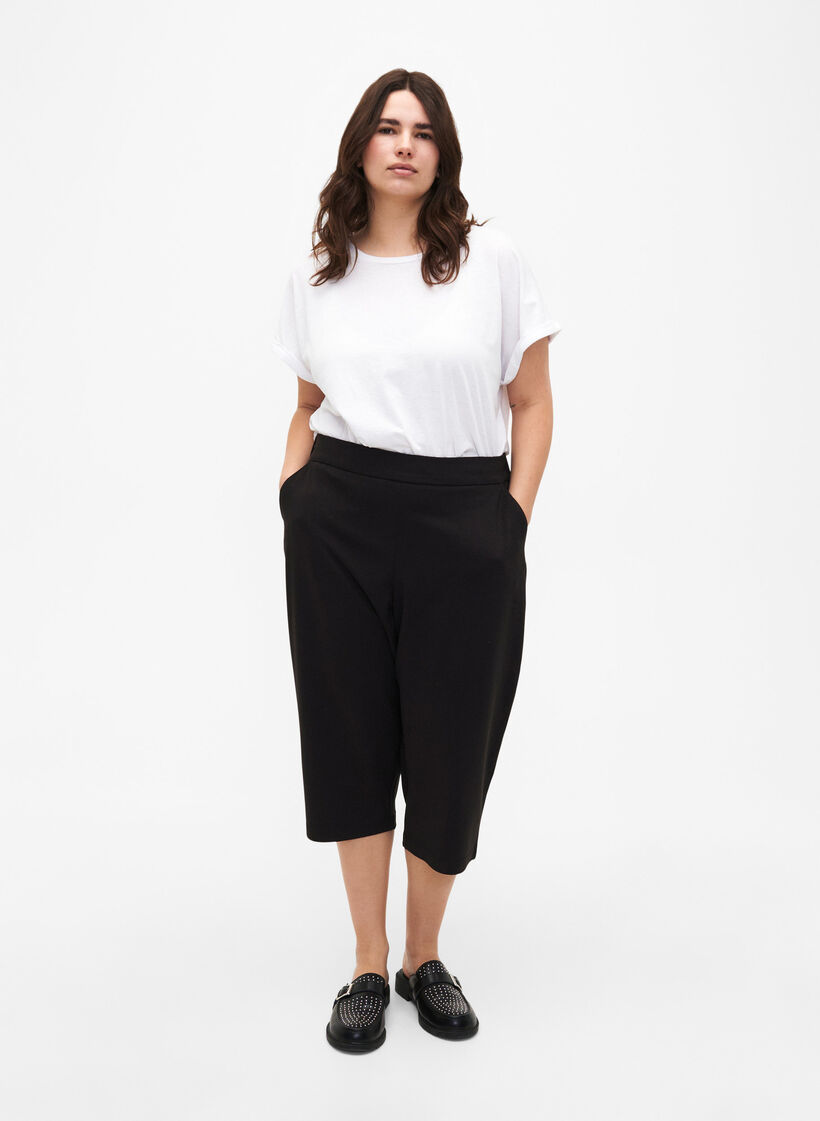 Maddison lösa lösa capribyxor med fickor, Svart, Model image number 1